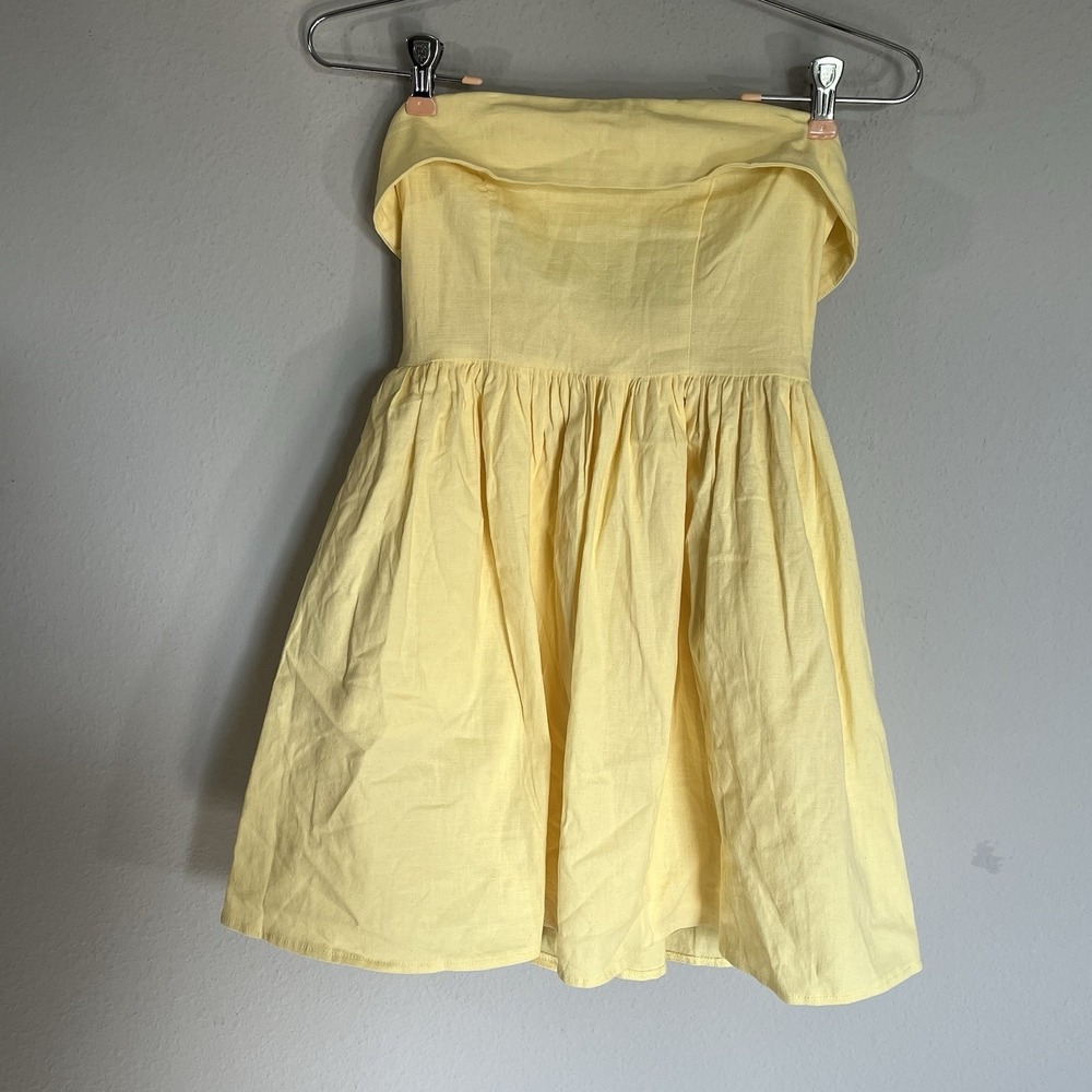 That's So Fetch Cornell Mini Tube Dress Butter Yellow Size 2 Linen Blend Pockets